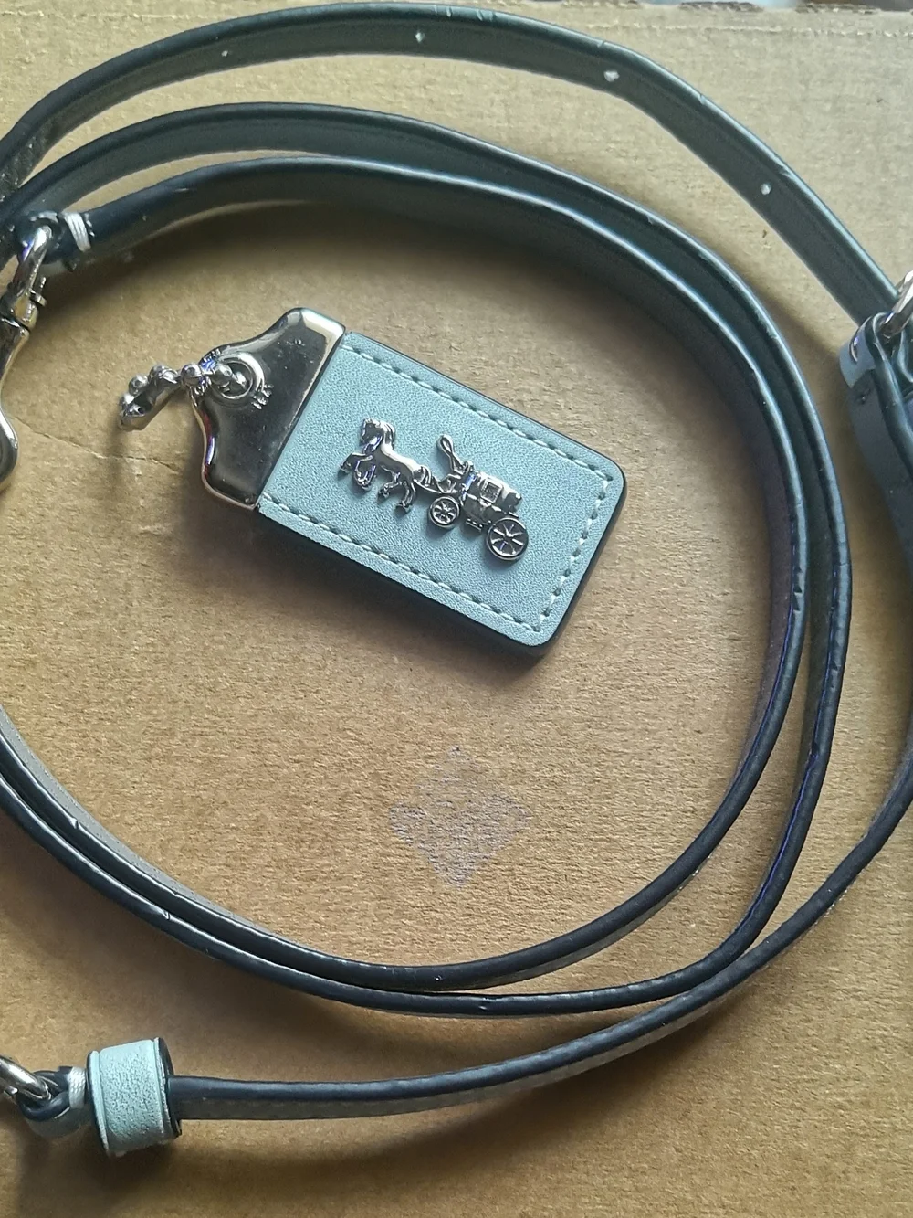 Coach Pale Light Blue Adjustable Strap & Tag 1941 Style , LIKE NEW